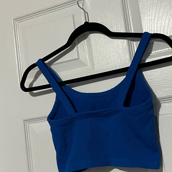 Blue Ribbed Crop Top - Picture 2 of 2